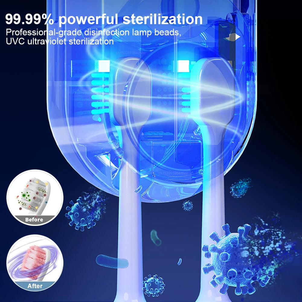 Smart UV Toothbrush Sterilizer & Dryer – Wireless Rechargeable Wall-Mount Design