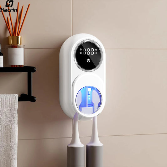 Smart UV Toothbrush Sterilizer & Dryer – Wireless Rechargeable Wall-Mount Design