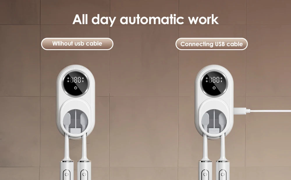 Smart UV Toothbrush Sterilizer & Dryer – Wireless Rechargeable Wall-Mount Design